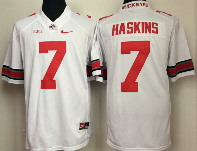 NCAA Men Ohio State Buckeyes White #7 haskins style 2